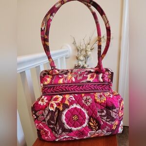 Vera Bradley Carnaby Quilted  Silver Kisslock Retired Shoulder Bag